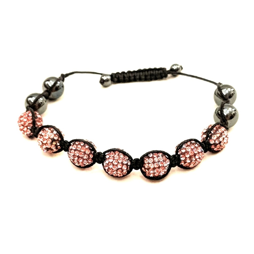 Pink Crystal Rhinestone Adjustable Bracelet